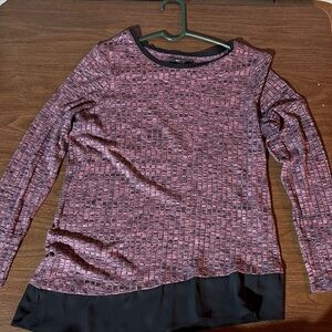 Simply Vera Vera Wang Textured Pink and Black Long Sleeve Top